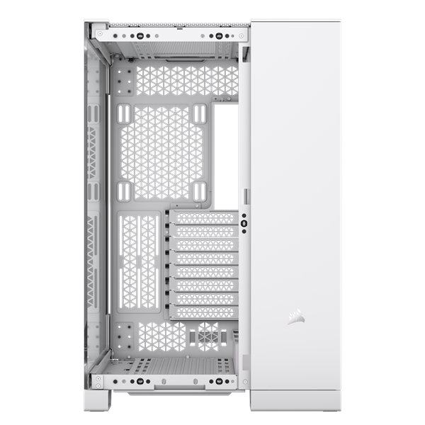 CORSAIR Ház iCUE LINK 6500X RGB, 3x iCUE LINK RX120 RGB Ventilátor, Tápegység nélkül, Edzett Üveg, fehér