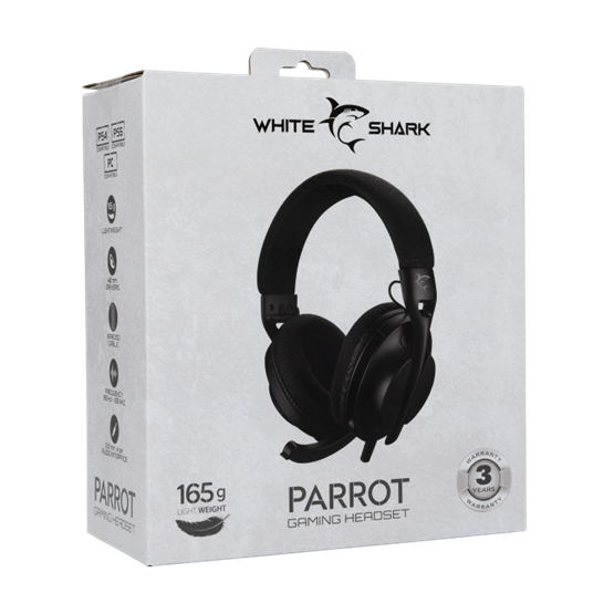  White Shark GH-2440B PARROT gamer fejhallgató mikrofonnal Fekete