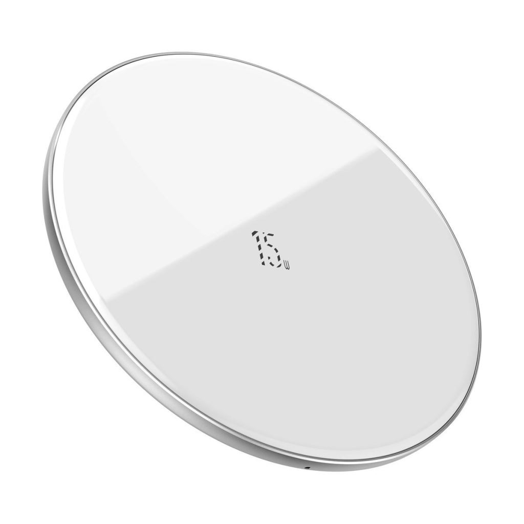 Baseus Simple vezeték nélküli töltő, 15W, fehér (WXJK-B02)