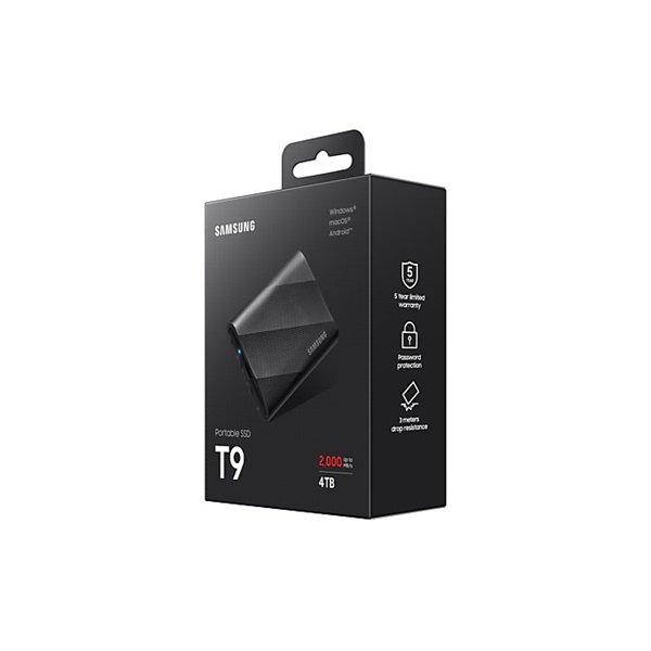 Samsung 4TB USB3.2/USB Type-C Portable T9 Black SSD 