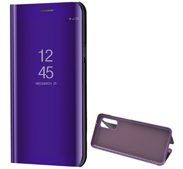 Tok álló (aktív FLIP, oldalra nyíló, asztali tartó funkció, tükrös felület, Mirror View Case) LILA [Samsung Galaxy S20 5G (SM-G981U)]