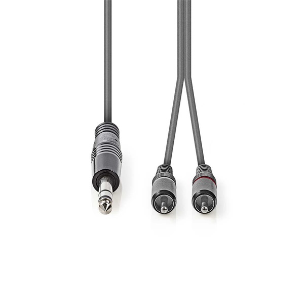 Nedis COTH23300GY15 félprofi XLR audio kábel 6,35mm sztereo jack dugó - 2x RCA dugó  1,5m