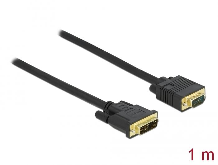 Delock Kábel DVI 12+5 csatlakozódugóval - VGA csatlakozódugóval  1m (86748)
