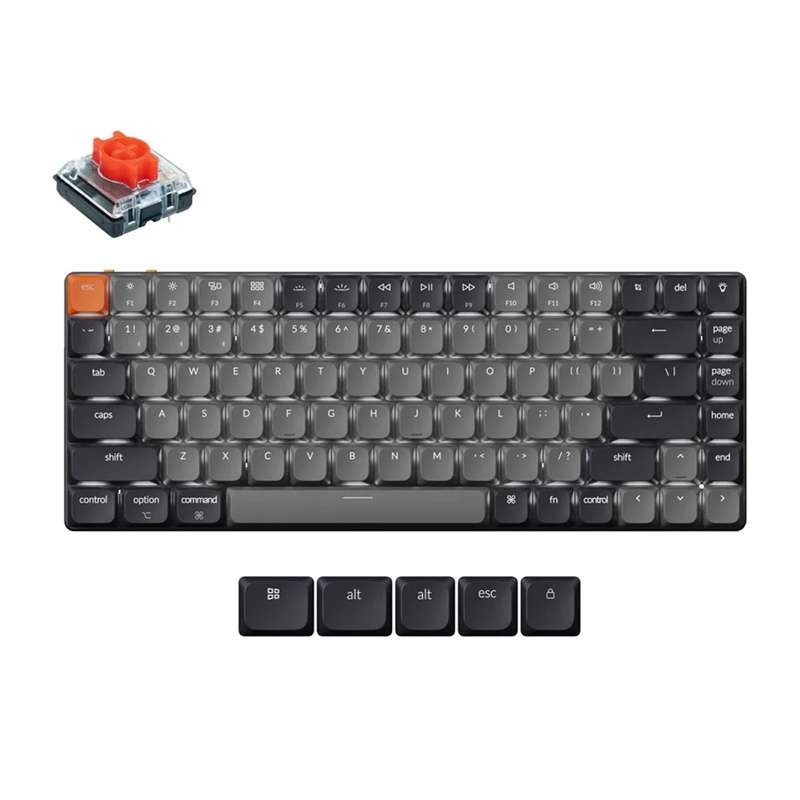 Keychron K3 LED piros kapcsolós vezeték nélküli, alacsony profilú billentyűzet (szürke) [K3X-A1].
