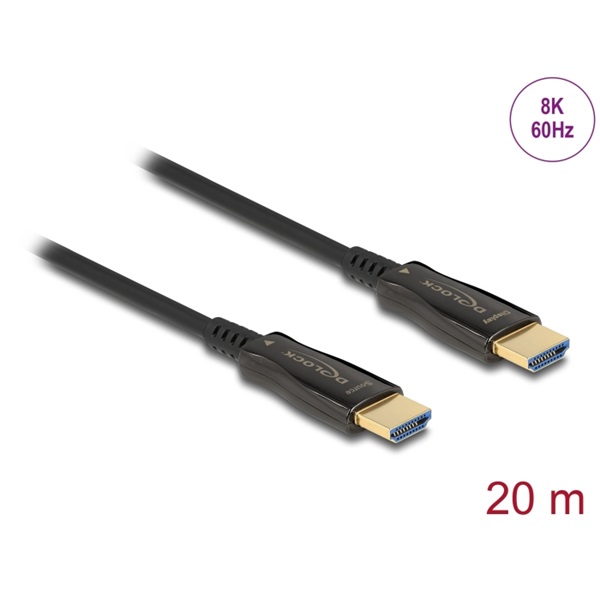 DELOCK HDMI 2.1 male / male összekötő 48 Gbps aktív optikai 8K 60Hz 20m kábel