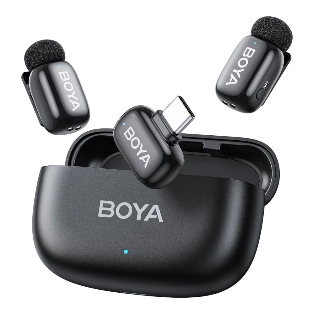 BOYA Mini 2 - 2 adó + 1 vevő (USB-C csatlakozóval) + 1 töltőtok Fekete