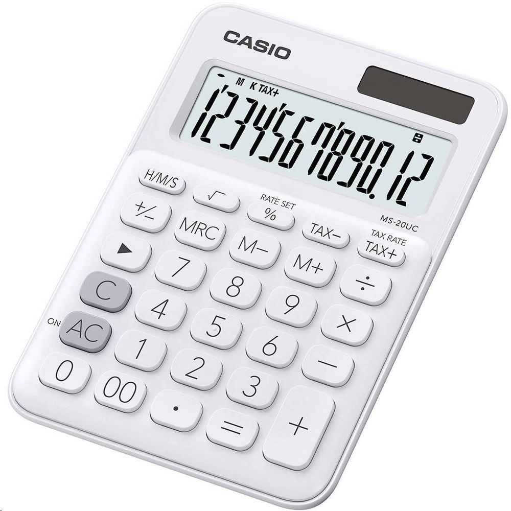 Casio MS-20UC-WE asztali számológép, fehér