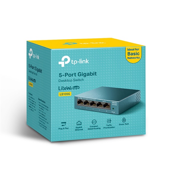 TP-Link LS105G 10/100/1000Mbps 5 portos LiteWave switch