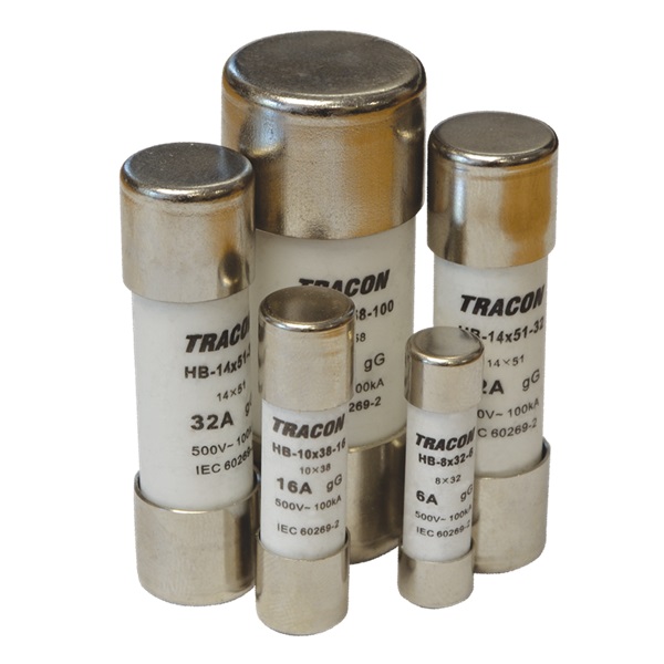 Tracon HBM-10X38-16 aM 10 db/csomag 16A 500V,100kA,10x38 hengeres biztosító Tracon HBM-10X38-16 aM 10 db/csomag 16A 500V,100kA,10x38 hengeres biztosító