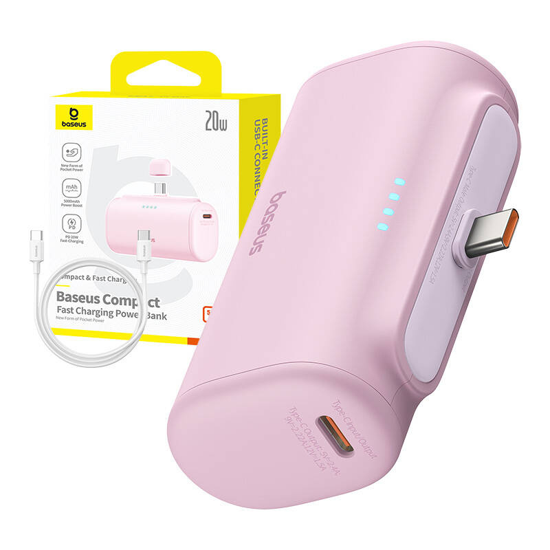 Baseus Compact USB-C 5000mAh  20W Powerbank Pink 