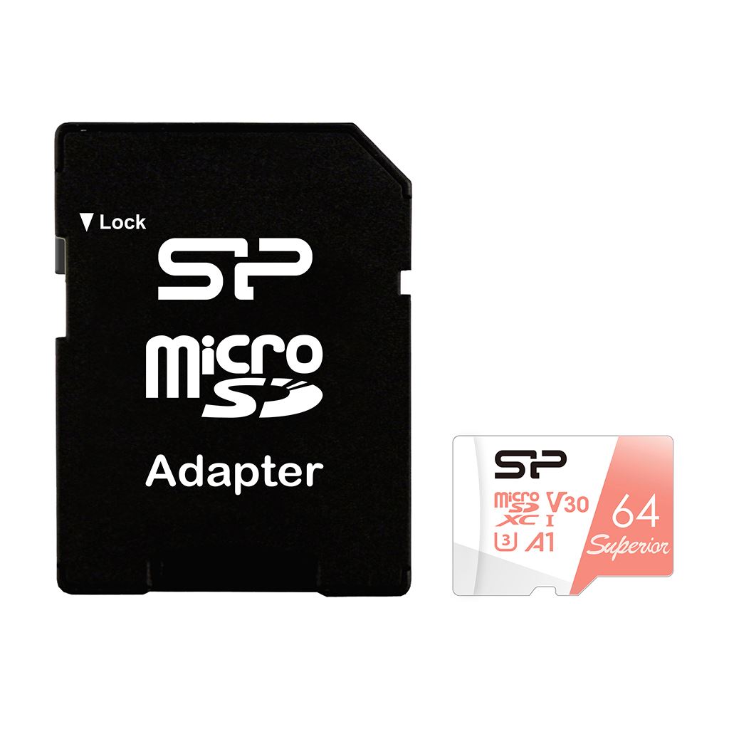 64GB microSDXC Silicon Power Superior CL10 U3 V30 + adapter (SP064GBSTXDV3V20SP)