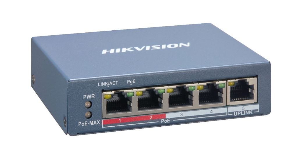 Hikvision 10/100 4x PoE + 1x gigabit combo menedzselhető switch (DS-3E1105P-EI)