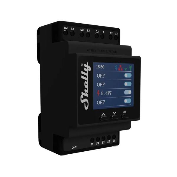 Shelly Pro 4PM DIN-sínre szerelhető WiFi+LAN okosrelé (ALL-REL-PRO4PM) Shelly Pro 4PM DIN-sínre szerelhető WiFi+LAN okosrelé (ALL-REL-PRO4PM)