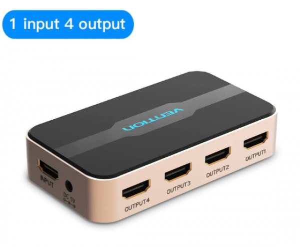 Vention HDMI Splitter 1be-4ki  4K@30Hz Arany-fekete