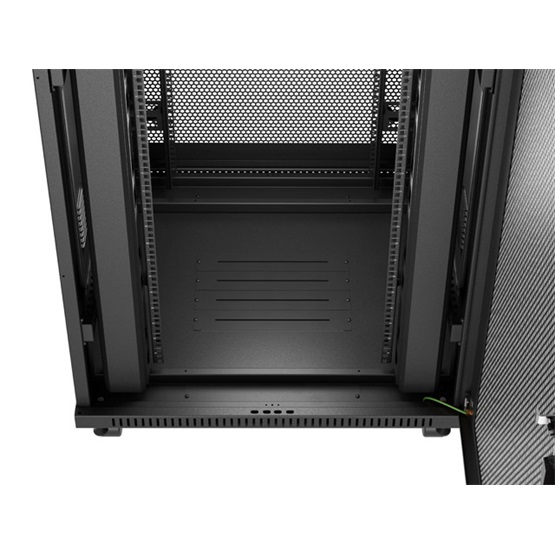 Lanberg 19" szabadon álló rack szekrény 37U/800X800 perforált ajtó lapraszerelt  LCD kijelző Fekete