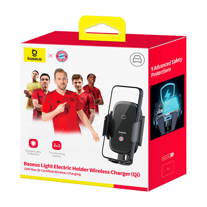 Baseus autós tartó 15W-os töltővel  fekete Bayern edition