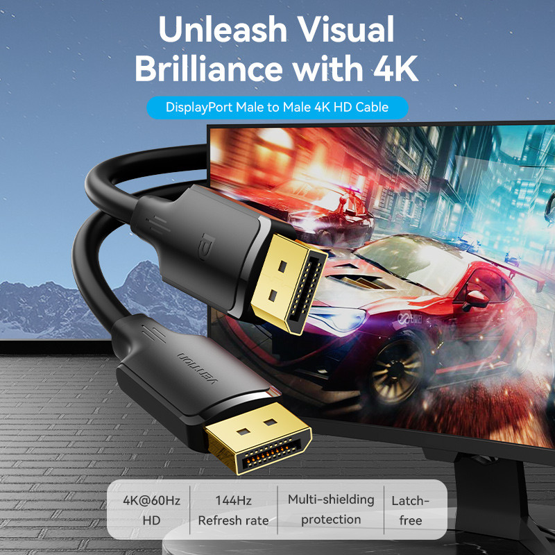 Vention DisplayPort/M  4K HD   1m  kábel Fekete