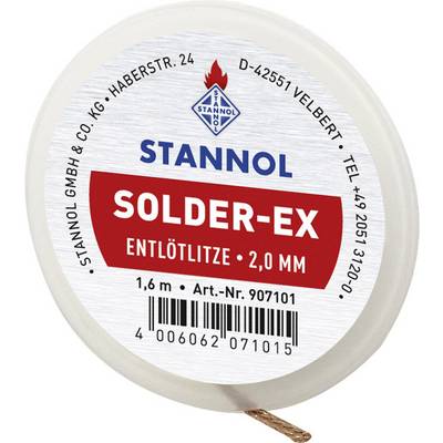 Kiforrasztó huzal, ónszívó sodrat 1.6 m 2.0 mm széles Stannol Solder Kiforrasztó huzal, ónszívó sodrat 1.6 m 2.0 mm széles Stannol Solder