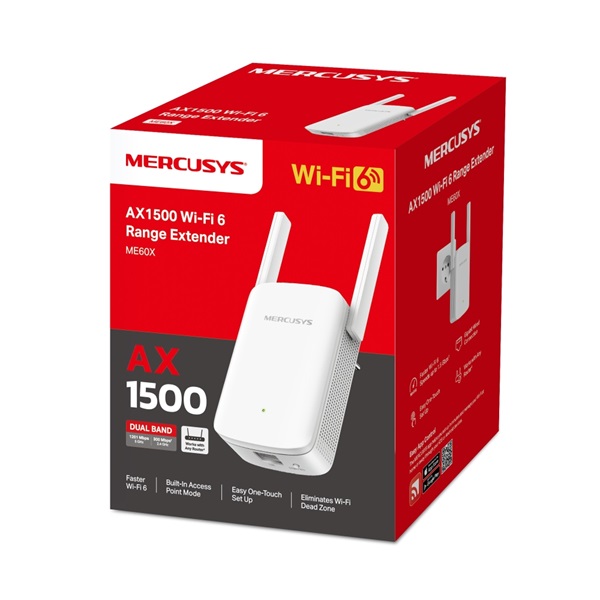 MERCUSYS ME60X Wireless Range Extender Dual Band AX1500 MERCUSYS ME60X Wireless Range Extender Dual Band AX1500