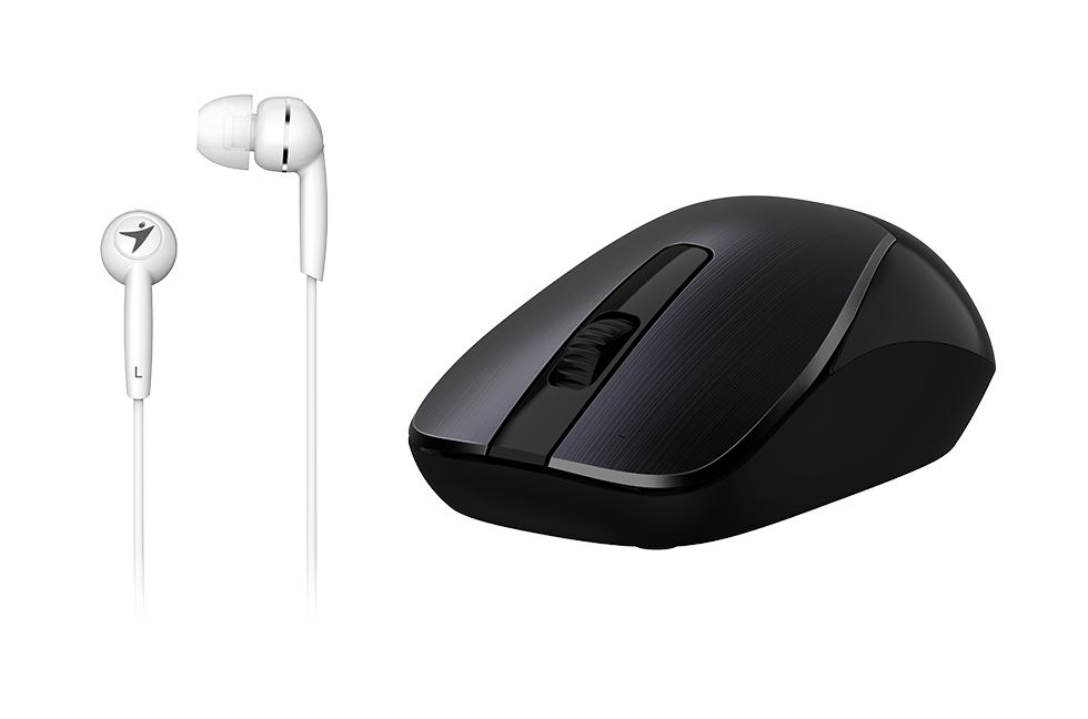 Genius MH-7018 vezeték nélküli egér fekete + headset fehér (31280006401)