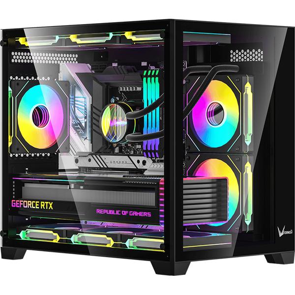 Formula Számítógépház -  (fekete, ablakos, 1x12cm venti, mATX , 1xUSB3.0, 1xUSB2.0, 1xType-C) (CRYSTAL Z5 BLACK)