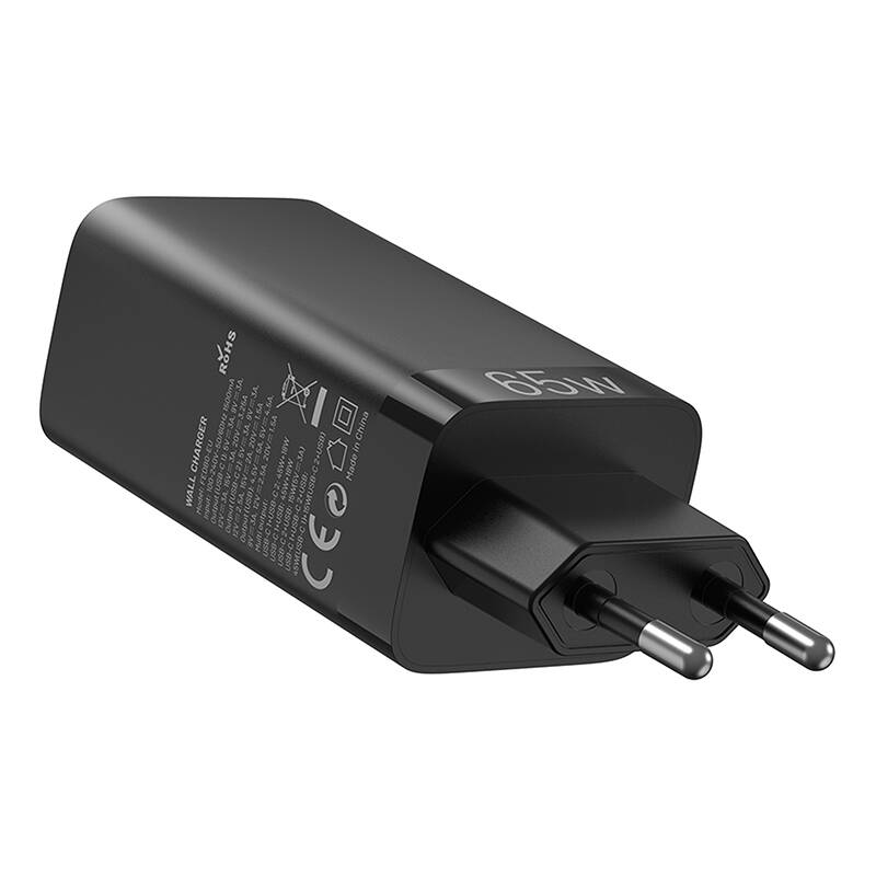 Vention FEDB0-EU 2xUSB-C 1xUSB-A 65W/30W/30W GaN hálózati töltő Fekete