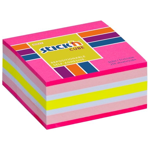 Stick`N 51x51mm 250 lap neon pink mix öntapadó kockatömb Stick`N 51x51mm 250 lap neon pink mix öntapadó kockatömb