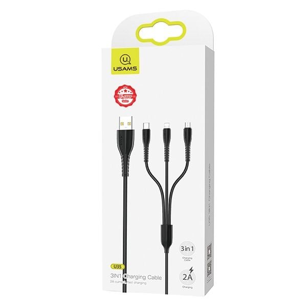 Usams SJ367USB01 3az1-ben USB-A - Lightining/Type-C/microUSB töltőkábel 100cm (1343868) Usams SJ367USB01 3az1-ben USB-A - Lightining/Type-C/microUSB töltőkábel 100cm (1343868)