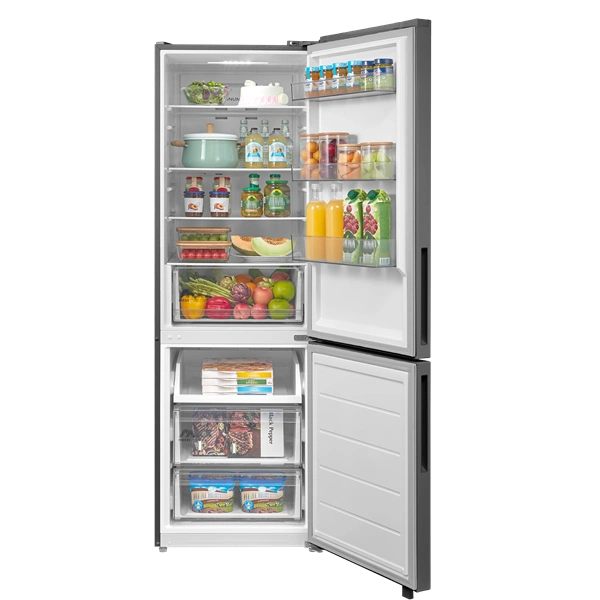 Midea MDRB548MME46 Space master Hűtő: 271L  Fagyasztó:130L alulfagyasztós hűtőszekrény Inox