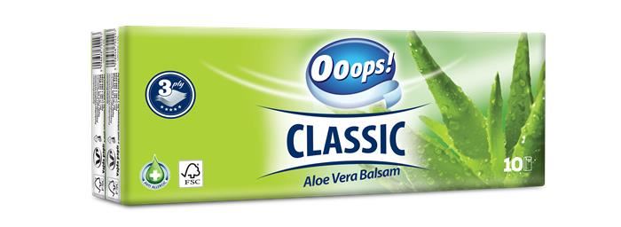Ooops! Classic papír zsebkendő 3 rétegű, 10x10db aloe vera (KPC30101161)