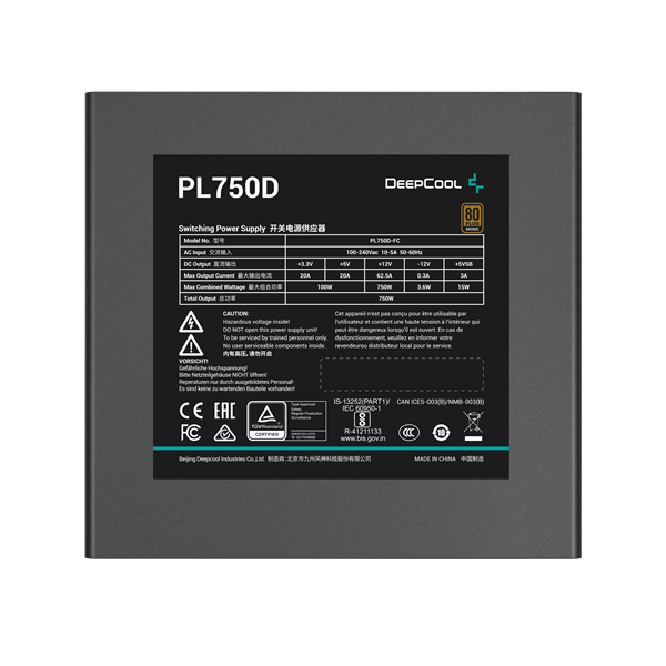 DeepCool 750W PL750-D  80 Plus Bronze  ATX3.0 Tápegység 