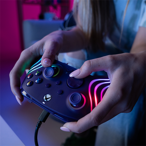 PDP Afterglow Wave Xbox Series X|S/Xbox One/PC RGB LED lila vezetékes kontroller