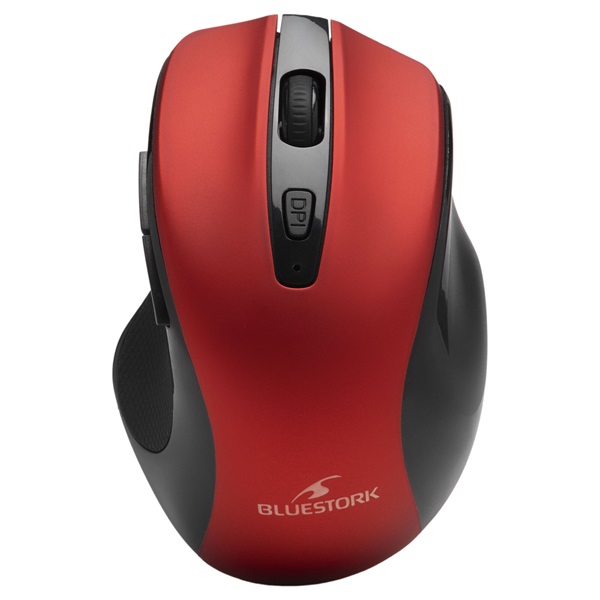 Bluestork   M-WL-OFF75-RED Rechargeable 1600 DPI  6 gomb  optikai Vezeték nélküli Egér Piros 