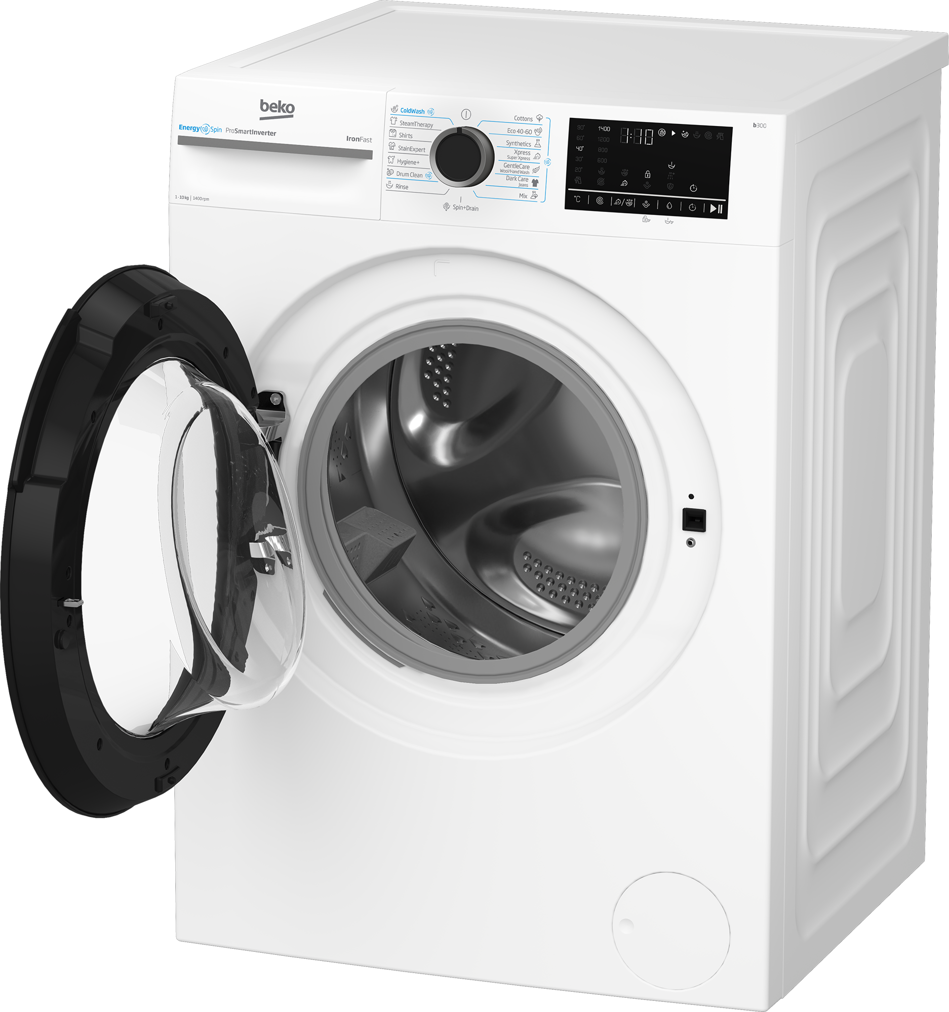 Beko BM3WFU410415WB Elöltöltős mosógép - 10 kg, 1400 ford./perc, A Energiaosztály, SteamCure gőz technológia