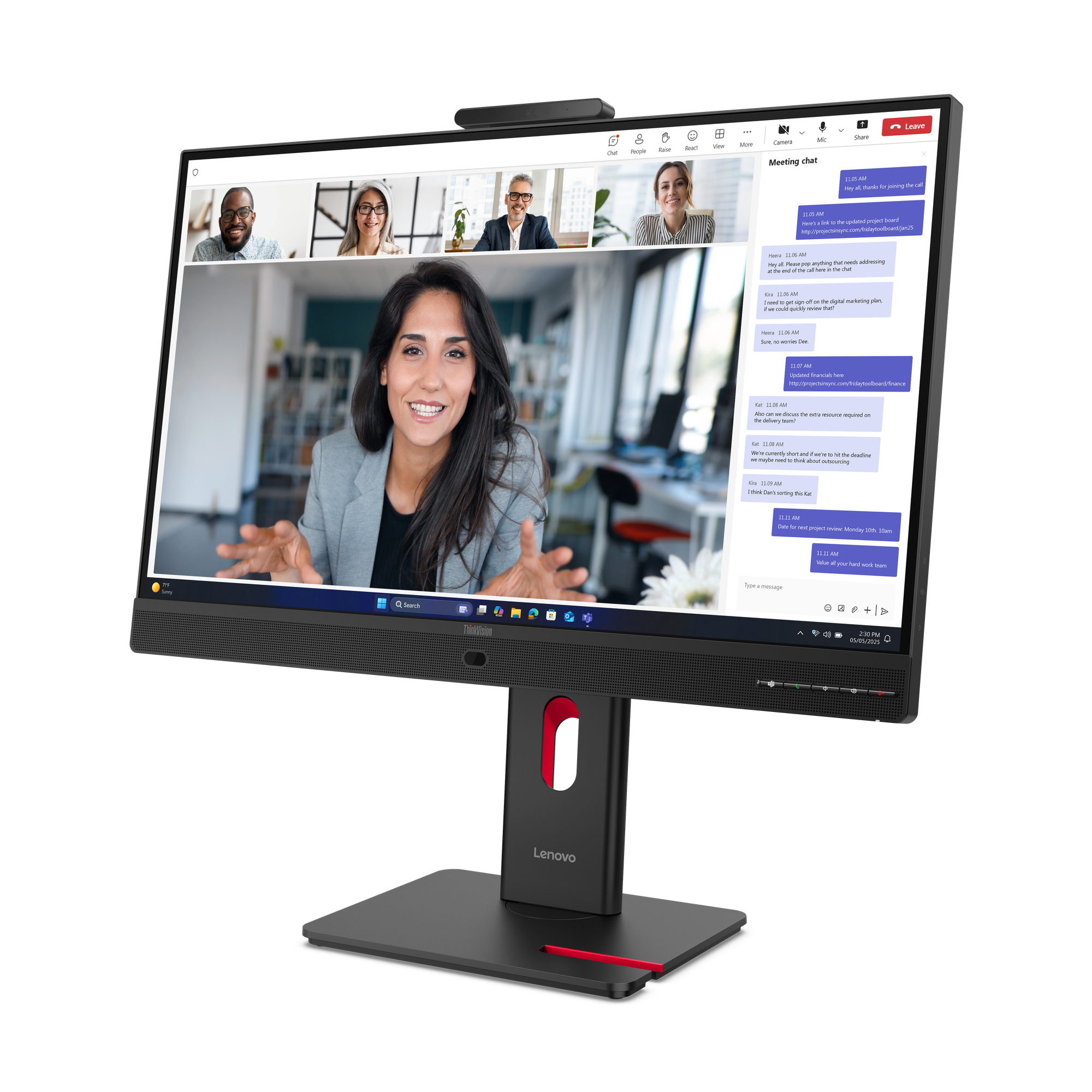 Lenovo 23,8" ThinkVision T24-4v Monitor - 1920x1080, Full HD, LED, IPS, Pivot, Hangszóró Fekete