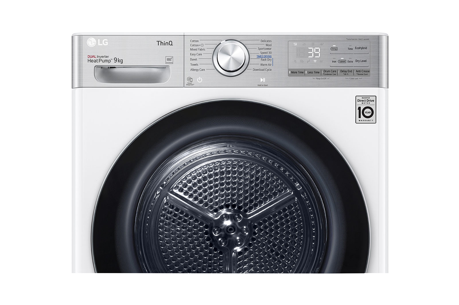 LG RH90V9AV2QR Hőszivattyús szárítógép – 9 Kg, A Energiaosztály,  Gyors szárítás, Szenzoros szárítás 