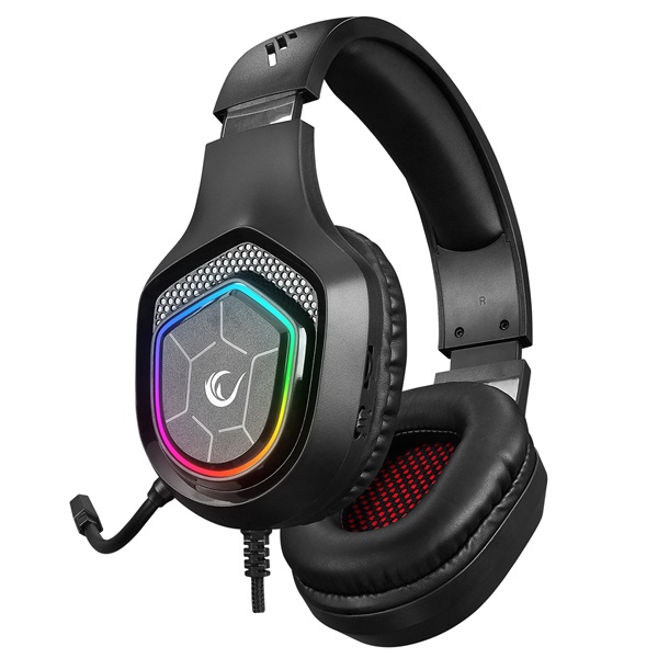 Rampage RM-K90 VECTOR mikrofon  USB  3,5 Jack  hangerőszabályzó nagy-párnás Fejhallgató Fekete