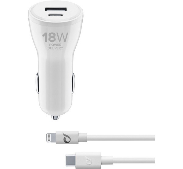 CELLULARLINE autós töltő USB / Type-C aljzat (5V / 3000 mA, 18+12W, gyorstöltés + Type-C - lightning 8pin kábel) FEHÉR (CBRIPHKITC2L2PD30W) CELLULARLINE autós töltő USB / Type-C aljzat (5V / 3000 mA, 18+12W, gyorstöltés + Type-C - lightning 8pin kábel) FEHÉR (CBRIPHKITC2L2PD30W)