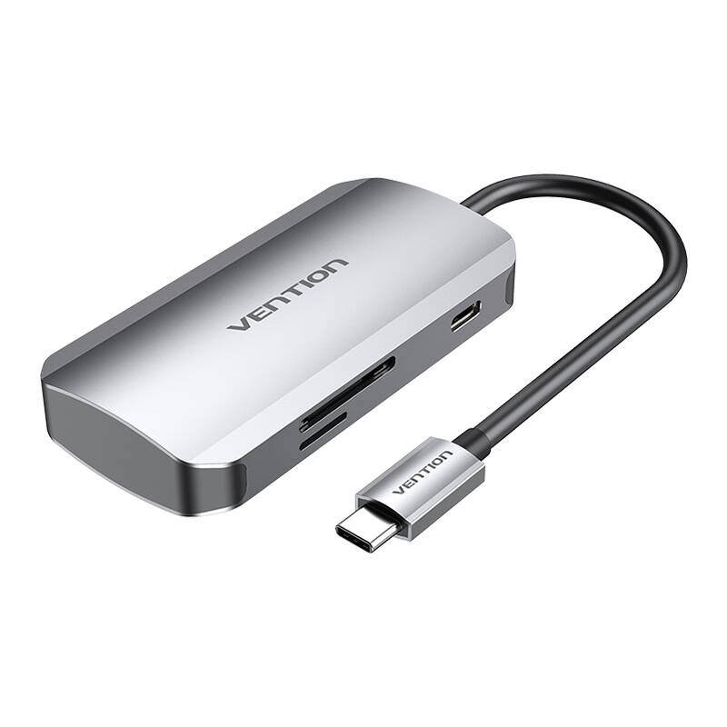 USB-C to 3x USB3.0 Docking Station, SD, TF, PD 0.15m Vention TNHHB, gray USB-C to 3x USB3.0 Docking Station, SD, TF, PD 0.15m Vention TNHHB, gray