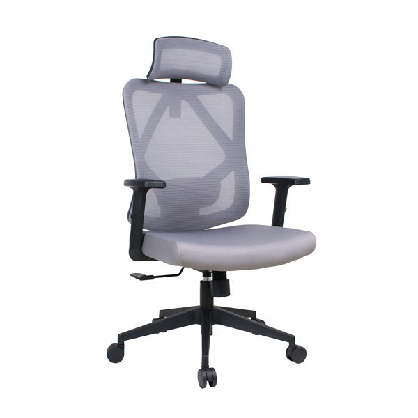 IRISOffice Eclipse szürke ergonómikus, szövet-hálós irodai forgószék fej és háttámasszal