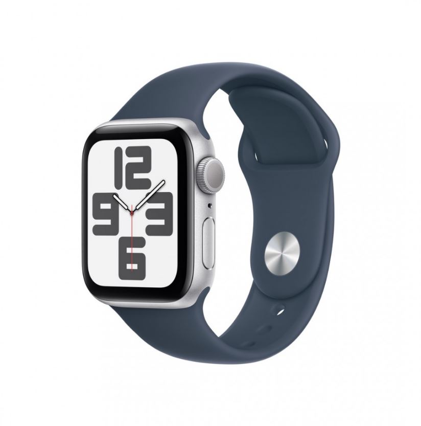 Apple Watch SE3 40mm ezüst aluminiumtok,sötétkék sport szíj (APPLE-MRE23QH-A)