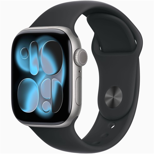 Apple Watch S11 Cellular (42mm) asztroszürke alumínium tok Fekete S/M sportszíjas okosóra