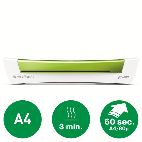 Laminálógép, A4, 80-125 mikron, LEITZ "iLam Home Office", zöld