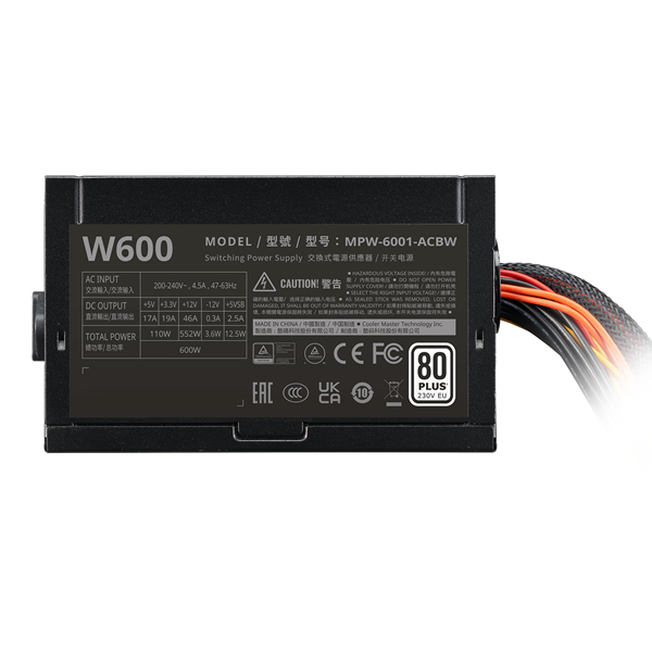  Cooler Master MPW-6001-ACBW-BEU 600W   Elite NEX W600 230V   Tápegység