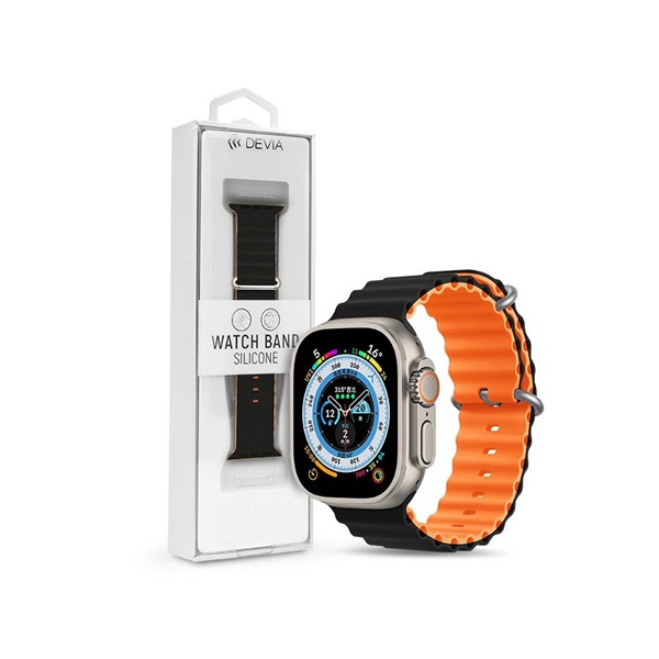 Devia ST381591 Apple Watch 38/40/41mm fekete/narancs szilikon sport szíj