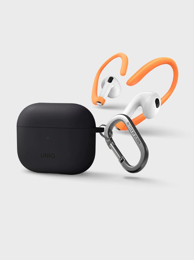 Uniq Nexo Apple AirPods (3. generáció 2021) sötétszürke tok fülkampóval (63962)