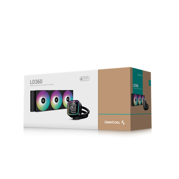 DeepCool CPU Water Cooler LD360  max 21dB  max. 122,39 m3/h 3x12cm LED kijelző Fekete 