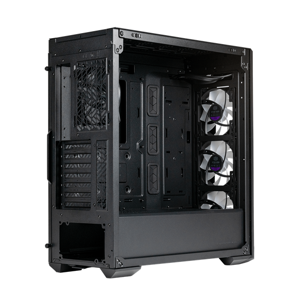 COOLER MASTER Midi ATX MasterBox 520 + 3db Ventilátor + HUB Tápegység nélkül Ház  fekete