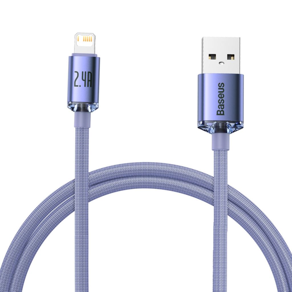 Baseus Crystal Shine USB-Lightning töltőkábel , 2,4A, 1.2m, ibolya (CAJY000005) Baseus Crystal Shine USB-Lightning töltőkábel , 2,4A, 1.2m, ibolya (CAJY000005)