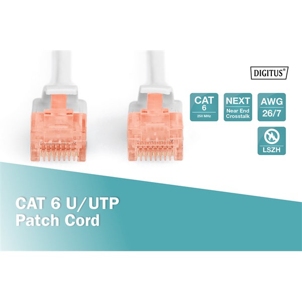 DIGITUS CAT6 U/UTP LSZH 0,25m szürke patch kábel DIGITUS CAT6 U/UTP LSZH 0,25m szürke patch kábel